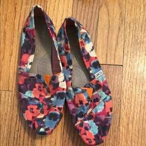 TOMS Multicolor Floral Canvas Slip-Ons